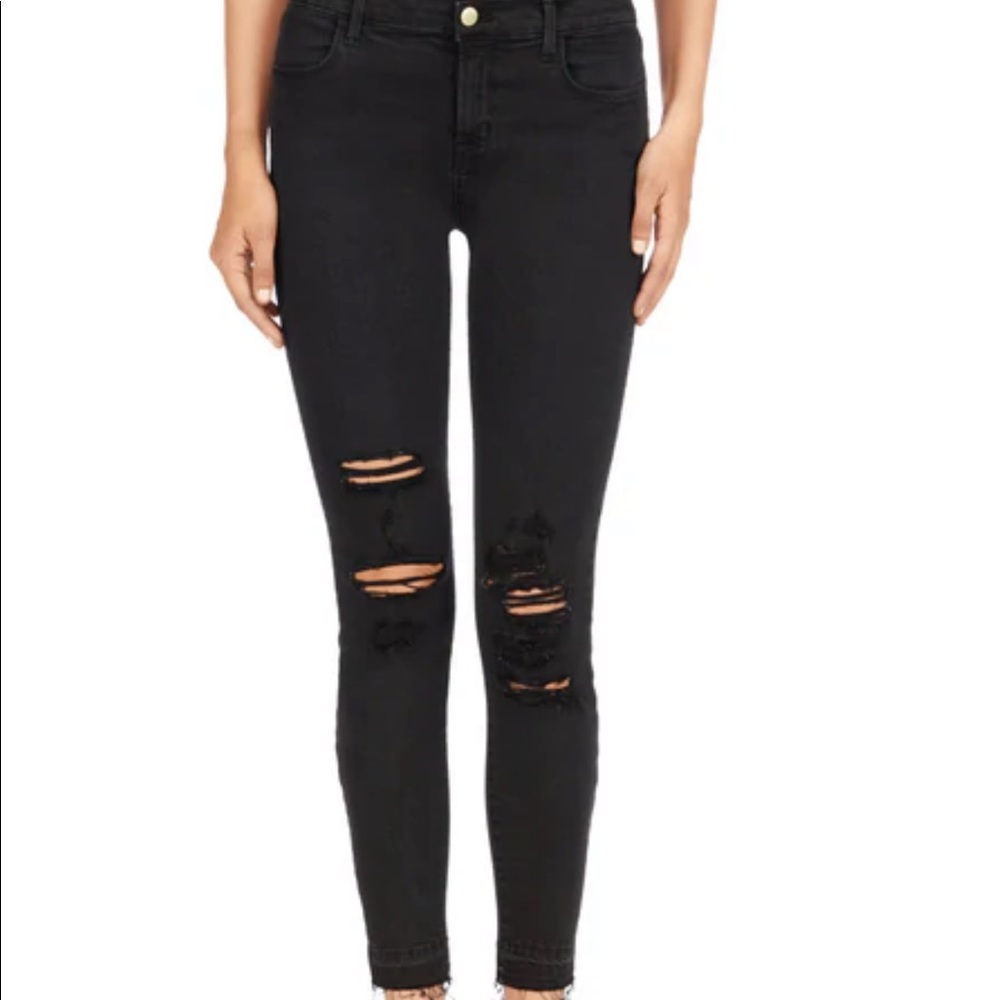 J Brand Alana Distressed high waisted skinny jeans